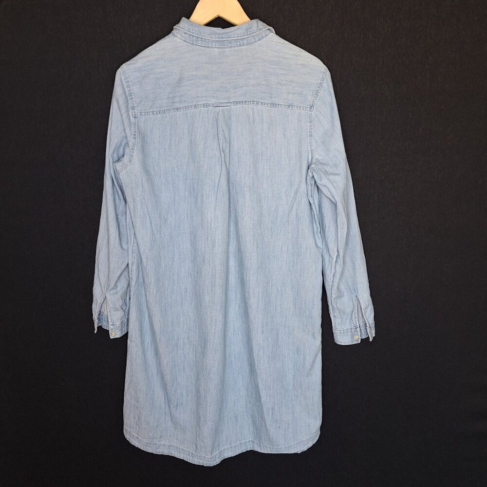 💙 Old Navy 100% Cotton Denim Jeans Shirt Dress Size L Western Country Relaxed F - Picture 7 of 8